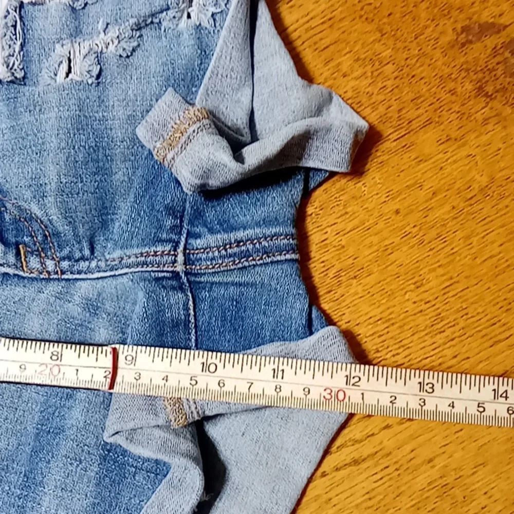 AMERICAN EAGLE JEAN SHORTS WOMENS 4 BLUE Preowned Super Stretch Denim Distressed